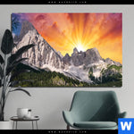 Aluminiumbild Gebürstet Sonnenuntergang In Den Bergen Querformat Produktvorschau mit dem Bild Sonnenuntergang in den Bergen im Format Querformat.