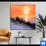 Aluminiumbild Gebürstet Sonnenuntergang Mit Duene Und Meer Quadrat Produktvorschau mit dem Bild Sonnenuntergang mit Düne und Meer im Format Quadrat.