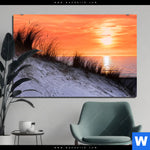 Aluminiumbild Gebürstet Sonnenuntergang Mit Duene Und Meer Querformat Produktvorschau mit dem Bild Sonnenuntergang mit Düne und Meer im Format Querformat.