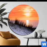 Aluminiumbild Gebürstet Sonnenuntergang Mit Duene Und Meer Rund Produktvorschau mit dem Bild Sonnenuntergang mit Düne und Meer im Format Rund.