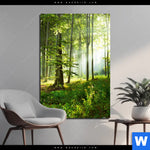 Aluminiumbild Gebürstet Sonniger Morgen Im Wald Hochformat Produktvorschau mit dem Bild Sonniger Morgen im Wald im Format Hochformat.