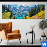 Aluminiumbild Gebürstet Sonniger Tag Am Gletscher Panorama Produktvorschau mit dem Bild Sonniger Tag am Gletscher im Format Panorama.