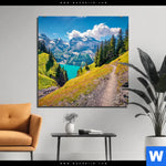 Aluminiumbild Gebürstet Sonniger Tag Am Gletscher Quadrat Produktvorschau mit dem Bild Sonniger Tag am Gletscher im Format Quadrat.