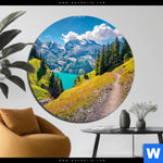 Aluminiumbild Gebürstet Sonniger Tag Am Gletscher Rund Produktvorschau mit dem Bild Sonniger Tag am Gletscher im Format Rund.