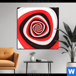Aluminiumbild Gebürstet Spirale In Rot Weiss Schwarz Quadrat Produktvorschau mit dem Bild Spirale in rot weiß schwarz im Format Quadrat.