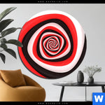 Aluminiumbild Gebürstet Spirale In Rot Weiss Schwarz Rund Produktvorschau mit dem Bild Spirale in rot weiß schwarz im Format Rund.