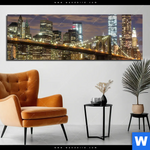 Aluminiumbild Gebürstet Stadtlichter New York Panorama Produktvorschau mit dem Bild Stadtlichter New York im Format Panorama.