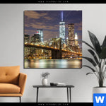 Aluminiumbild Gebürstet Stadtlichter New York Quadrat Produktvorschau mit dem Bild Stadtlichter New York im Format Quadrat.