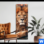 Aluminiumbild Gebürstet Stolzer Blick Des Loewen Schmal Produktvorschau mit dem Bild Stolzer Blick des Löwen im Format Schmal.