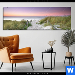 Aluminiumbild Gebürstet Strandweg Im Sonnenuntergang Panorama Produktvorschau mit dem Bild Strandweg im Sonnenuntergang im Format Panorama.