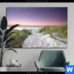 Aluminiumbild Gebürstet Strandweg Im Sonnenuntergang Querformat Produktvorschau mit dem Bild Strandweg im Sonnenuntergang im Format Querformat.
