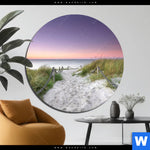 Aluminiumbild Gebürstet Strandweg Im Sonnenuntergang Rund Produktvorschau mit dem Bild Strandweg im Sonnenuntergang im Format Rund.