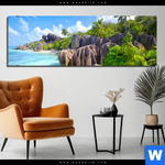 Aluminiumbild Gebürstet Suedsee Paradies Panorama Produktvorschau mit dem Bild Südsee Paradies im Format Panorama.