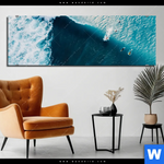 Aluminiumbild Gebürstet Surfer Welle Panorama Produktvorschau mit dem Bild Surfer Welle im Format Panorama.