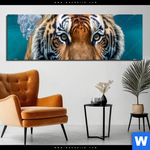 Aluminiumbild Gebürstet Tauchender Tiger Panorama Produktvorschau mit dem Bild Tauchender Tiger im Format Panorama.