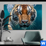 Aluminiumbild Gebürstet Tauchender Tiger Querformat Produktvorschau mit dem Bild Tauchender Tiger im Format Querformat.
