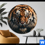 Aluminiumbild Gebürstet Tiger Im Wasser Rund Produktvorschau mit dem Bild Tiger im Wasser im Format Rund.