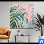 Aluminiumbild Gebürstet Tropische Blaetter In Pastellfarben Quadrat Produktvorschau mit dem Bild Tropische Blätter in Pastellfarben im Format Quadrat.