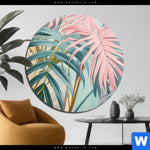 Aluminiumbild Gebürstet Tropische Blaetter In Pastellfarben Rund Produktvorschau mit dem Bild Tropische Blätter in Pastellfarben im Format Rund.