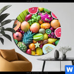 Aluminiumbild Gebürstet Tropische Fruechte Rund Produktvorschau mit dem Bild Tropische Früchte im Format Rund.