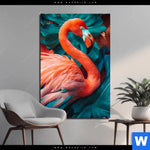 Aluminiumbild Gebürstet Tropischer Flamingo Traum Hochformat Produktvorschau mit dem Bild Tropischer Flamingo Traum im Format Hochformat.