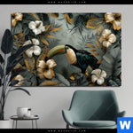 Aluminiumbild Gebürstet Tukan Im Goldenen Regenwald Querformat Produktvorschau mit dem Bild Tukan im goldenen Regenwald im Format Querformat.