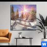 Aluminiumbild Gebürstet Verschneiter Wald Quadrat Produktvorschau mit dem Bild Verschneiter Wald im Format Quadrat.