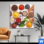 Aluminiumbild Gebürstet Vielfaeltige Gewuerze Quadrat Produktvorschau mit dem Bild Vielfältige Gewürze im Format Quadrat.