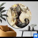Aluminiumbild Gebürstet Vintage Elefant Rund Produktvorschau mit dem Bild Vintage Elefant im Format Rund.