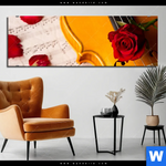 Aluminiumbild Gebürstet Violine Rose Panorama Produktvorschau mit dem Bild Violine & Rose im Format Panorama.