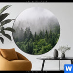 Aluminiumbild Gebürstet Wald Im Nebel Rund Produktvorschau mit dem Bild Wald im Nebel im Format Rund.
