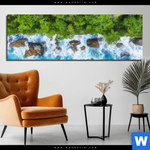 Aluminiumbild Gebürstet Wald Meer Panorama Produktvorschau mit dem Bild Wald & Meer im Format Panorama.