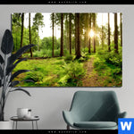 Aluminiumbild Gebürstet Wald Mit Sonnenstrahlen No 2 Querformat Produktvorschau mit dem Bild Wald mit Sonnenstrahlen No.2 im Format Querformat.