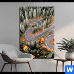 Aluminiumbild Gebürstet Wald Strasse Von Oben Hochformat Produktvorschau mit dem Bild Wald & Straße von oben im Format Hochformat.