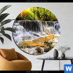 Aluminiumbild Gebürstet Wald Wasserfall No 2 Rund Produktvorschau mit dem Bild Wald & Wasserfall No. 2 im Format Rund.