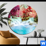 Aluminiumbild Gebürstet Wald Wasserfall No 3 Rund Produktvorschau mit dem Bild Wald & Wasserfall No. 3 im Format Rund.