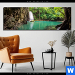 Aluminiumbild Gebürstet Wald Wasserfall No 4 Panorama Produktvorschau mit dem Bild Wald & Wasserfall No. 4 im Format Panorama.
