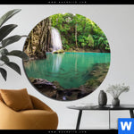 Aluminiumbild Gebürstet Wald Wasserfall No 4 Rund Produktvorschau mit dem Bild Wald & Wasserfall No. 4 im Format Rund.