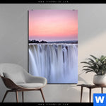 Aluminiumbild Gebürstet Wasserfall Bei Abendroete Hochformat Produktvorschau mit dem Bild Wasserfall bei Abendröte im Format Hochformat.