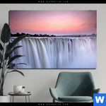 Aluminiumbild Gebürstet Wasserfall Bei Abendroete Querformat Produktvorschau mit dem Bild Wasserfall bei Abendröte im Format Querformat.