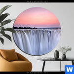 Aluminiumbild Gebürstet Wasserfall Bei Abendroete Rund Produktvorschau mit dem Bild Wasserfall bei Abendröte im Format Rund.
