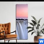 Aluminiumbild Gebürstet Wasserfall Bei Abendroete Schmal Produktvorschau mit dem Bild Wasserfall bei Abendröte im Format Schmal.