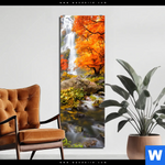 Aluminiumbild Gebürstet Wasserfall In Herbstlandschaft Schmal Produktvorschau mit dem Bild Wasserfall in Herbstlandschaft im Format Schmal.