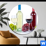 Aluminiumbild Gebürstet Wein In Flaschen Und Glaesern Rund Produktvorschau mit dem Bild Wein in Flaschen und Gläsern im Format Rund.