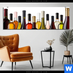 Aluminiumbild Gebürstet Weinflaschen Panorama Produktvorschau mit dem Bild Weinflaschen im Format Panorama.