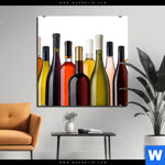 Aluminiumbild Gebürstet Weinflaschen Quadrat Produktvorschau mit dem Bild Weinflaschen im Format Quadrat.