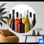 Aluminiumbild Gebürstet Weinflaschen Rund Produktvorschau mit dem Bild Weinflaschen im Format Rund.