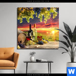 Aluminiumbild Gebürstet Weinreben Im Abendlicht Quadrat Produktvorschau mit dem Bild Weinreben im Abendlicht im Format Quadrat.