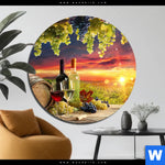 Aluminiumbild Gebürstet Weinreben Im Abendlicht Rund Produktvorschau mit dem Bild Weinreben im Abendlicht im Format Rund.