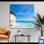 Aluminiumbild Gebürstet Weisse Kreidefelswand Am Meer Quadrat Produktvorschau mit dem Bild Weiße Kreidefelswand am Meer im Format Quadrat.